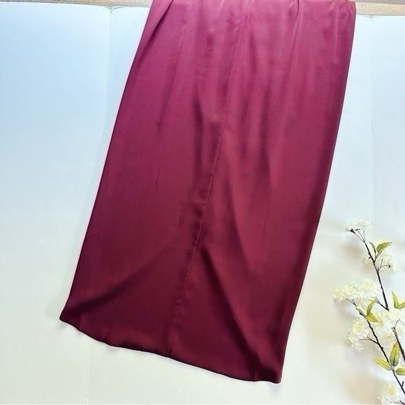 Shona Joy Luxe Cocktail Frill Dress Garnet Burgundy - Picture 7 of 8